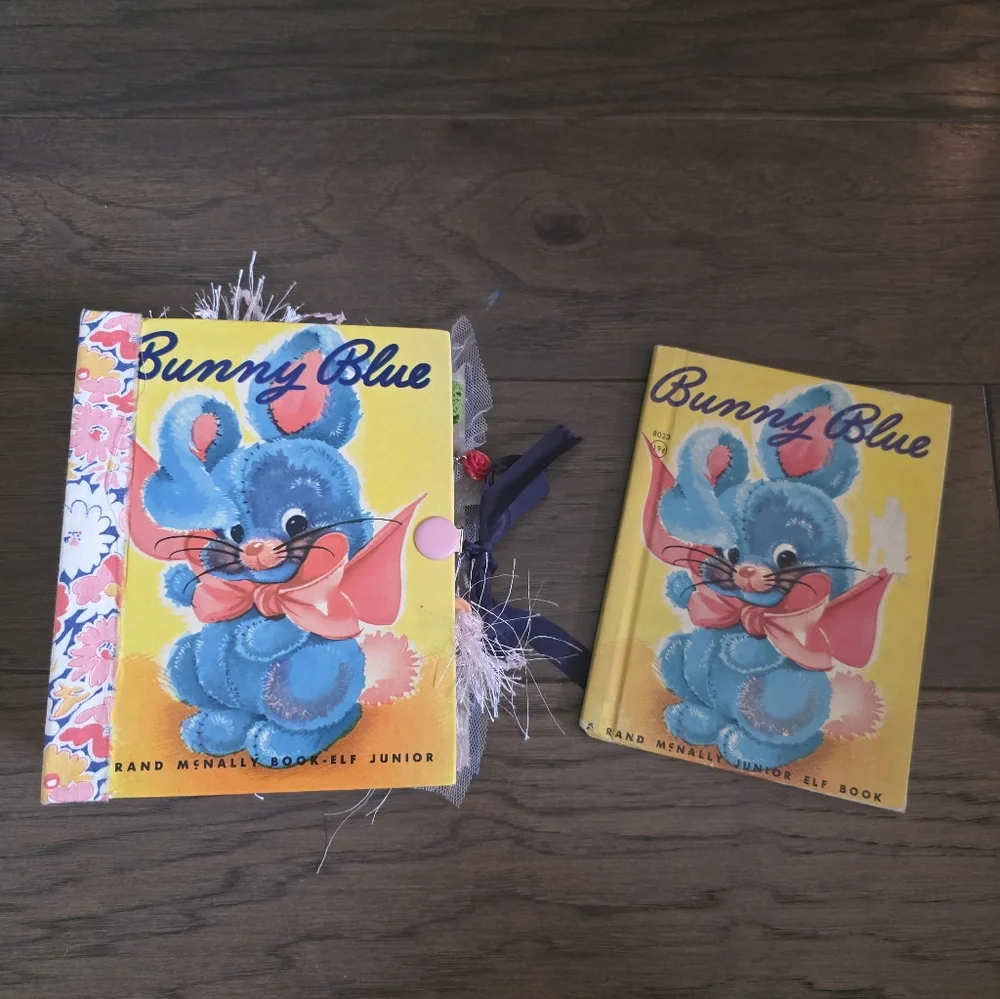 Bunny Blue A Rand Mcnally Junior Elf Book Handmade Junk Journal + Original Book